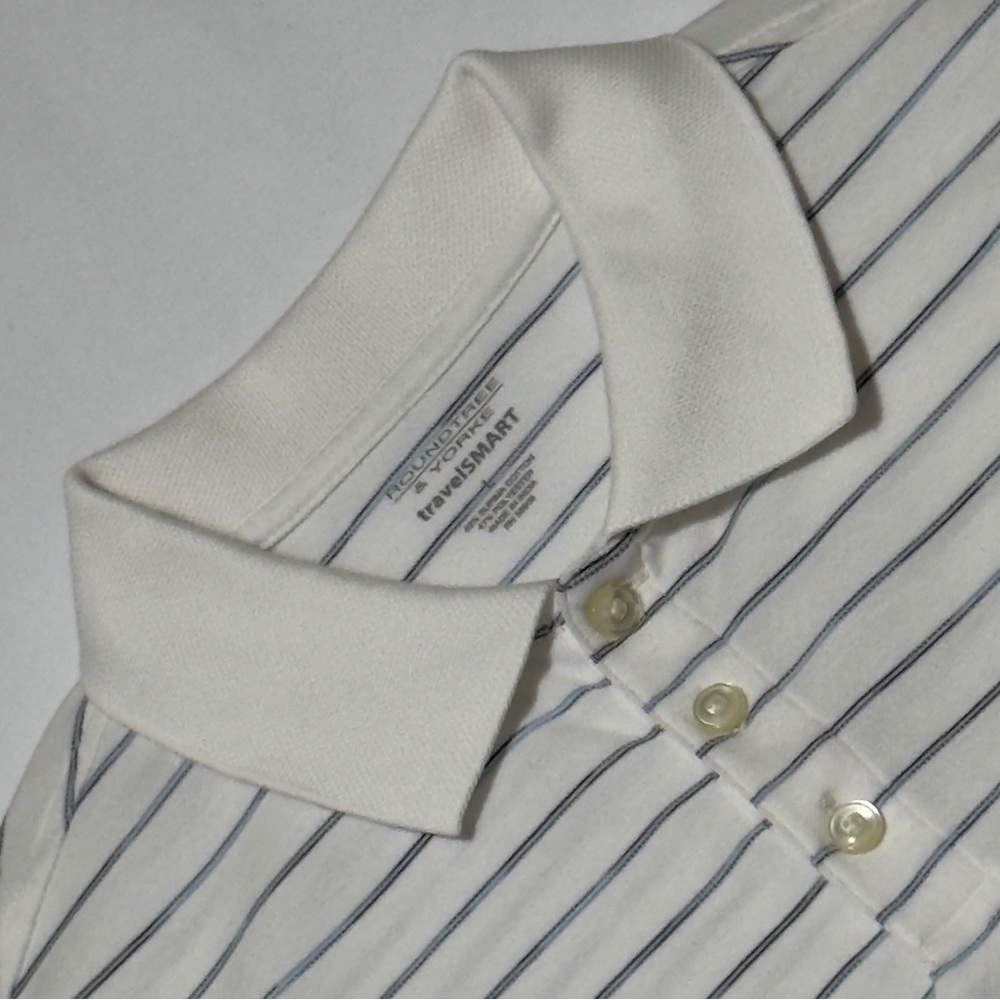 Roundtree & Yorke‎ Blue and White Stripe TravelSMART Large Polo Shirt Excellent